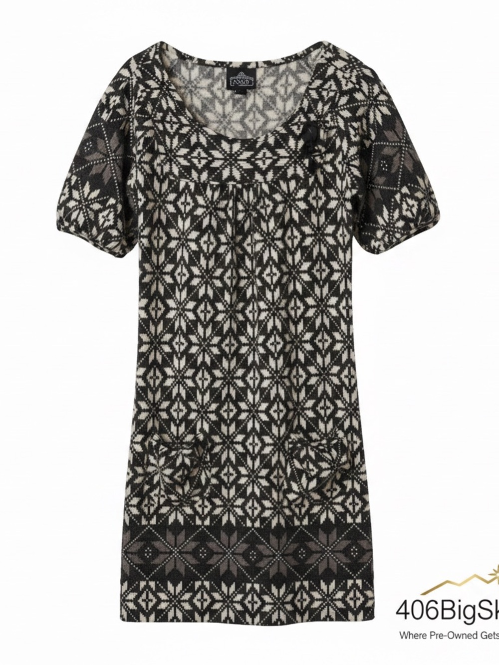 Angie Black & Cream Geometric Knit Tunic